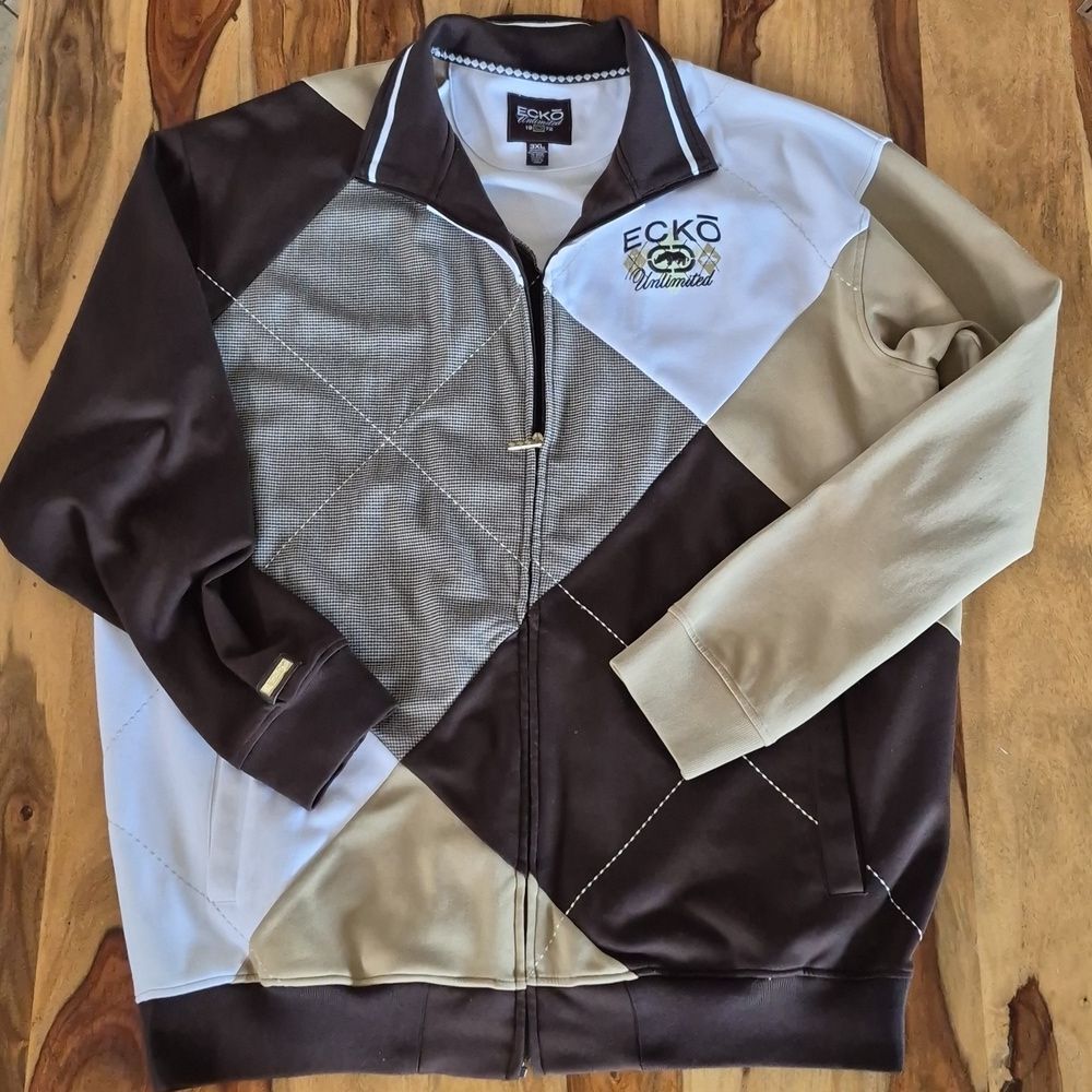 Y2k-Ecko Unlimited 55% Cotton Blend Zip Up Jacket Sz 3X